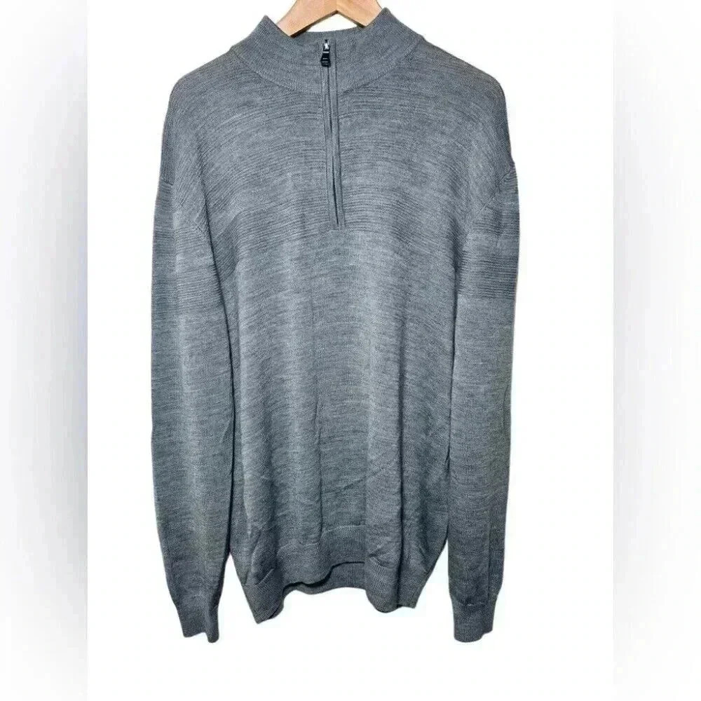 Cutter & Buck Sweater Mens L 50% Wool 50% Acrylic Qtr Zip *HARDY Ribbed